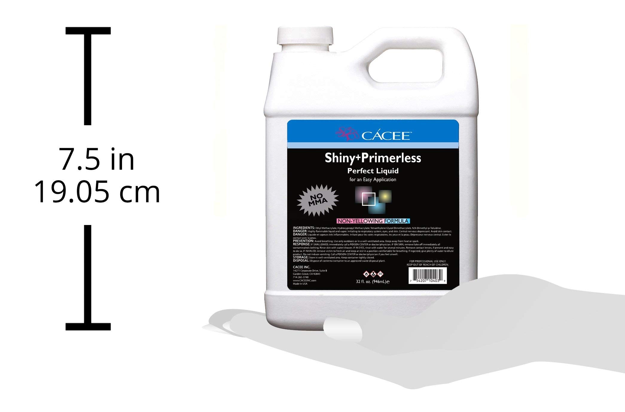 Cacee Shiny + Primerless Acrylic Nail Liquid — 32 oz, USA Made