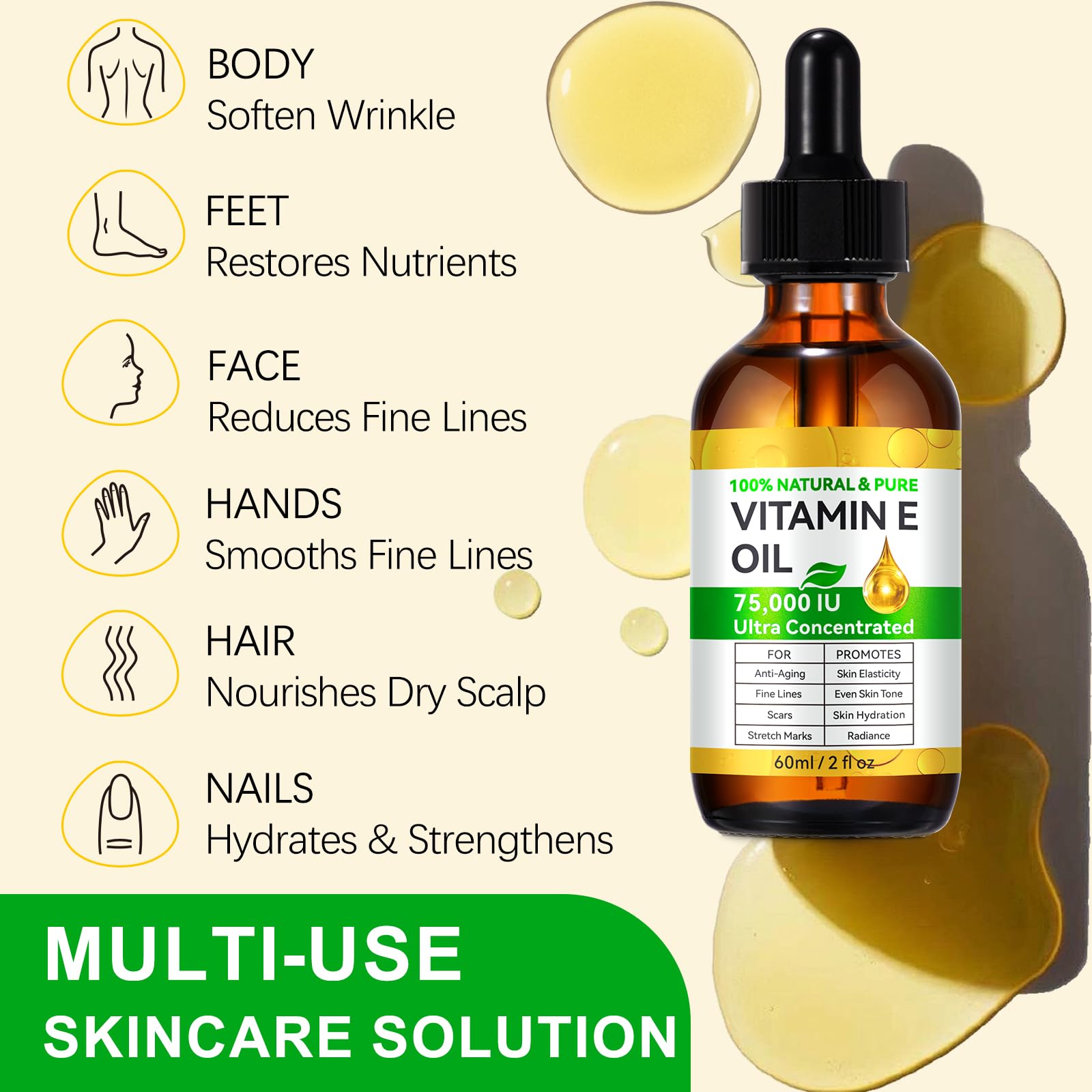 Cacukn Vitamin E Oil 75,000 IU - Skin, Scar & Face Care (2 Pcs)