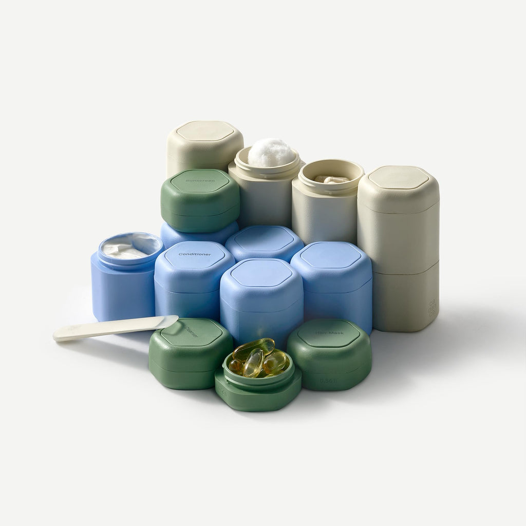 Cadence Travel Containers - 2 Piece Haircare Set | Magnetic TSA-Approved Capsules (Eucalyptus)
