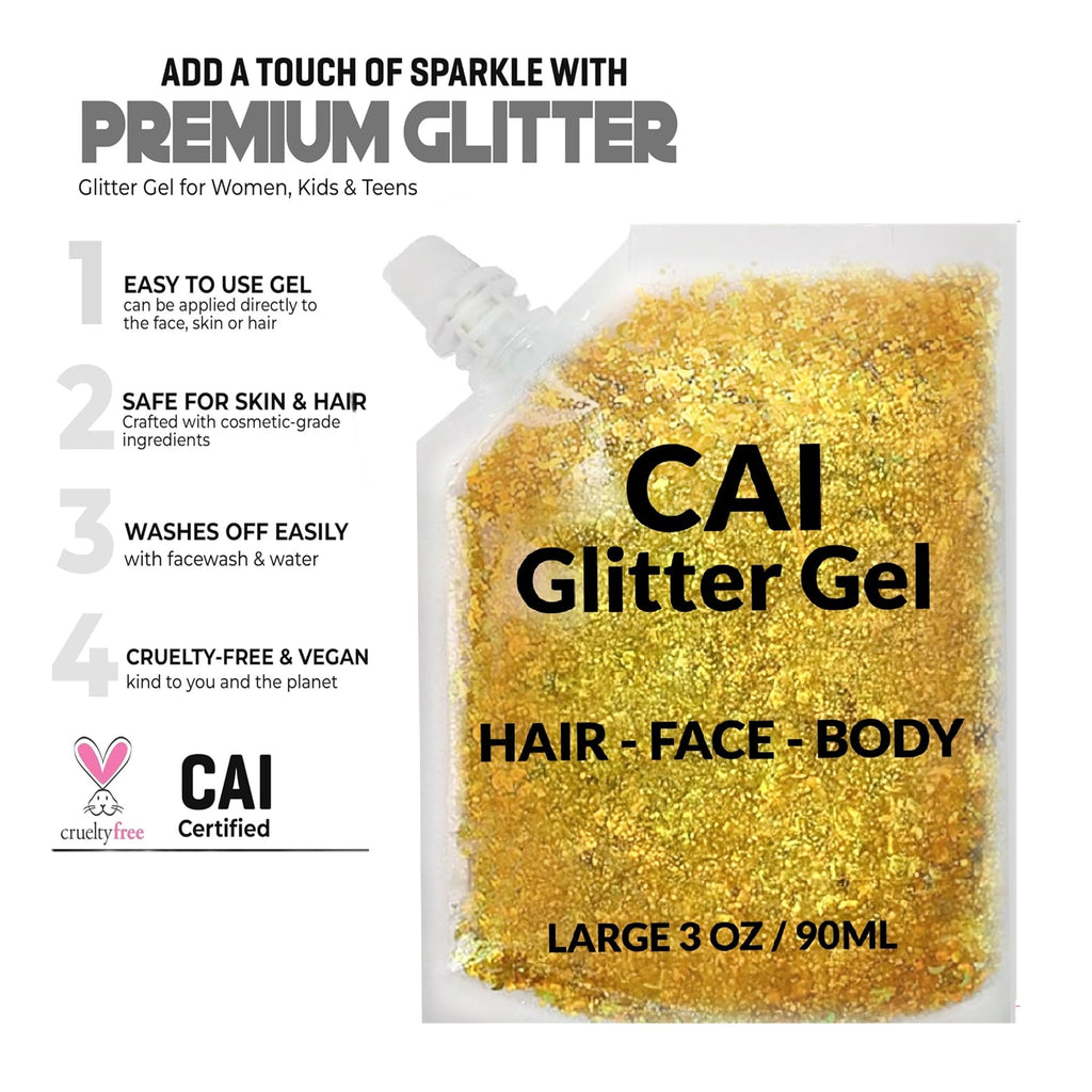 CAI BEAUTY NYC Face, Body & Hair Glitter Gel – Rose (2 Pack)