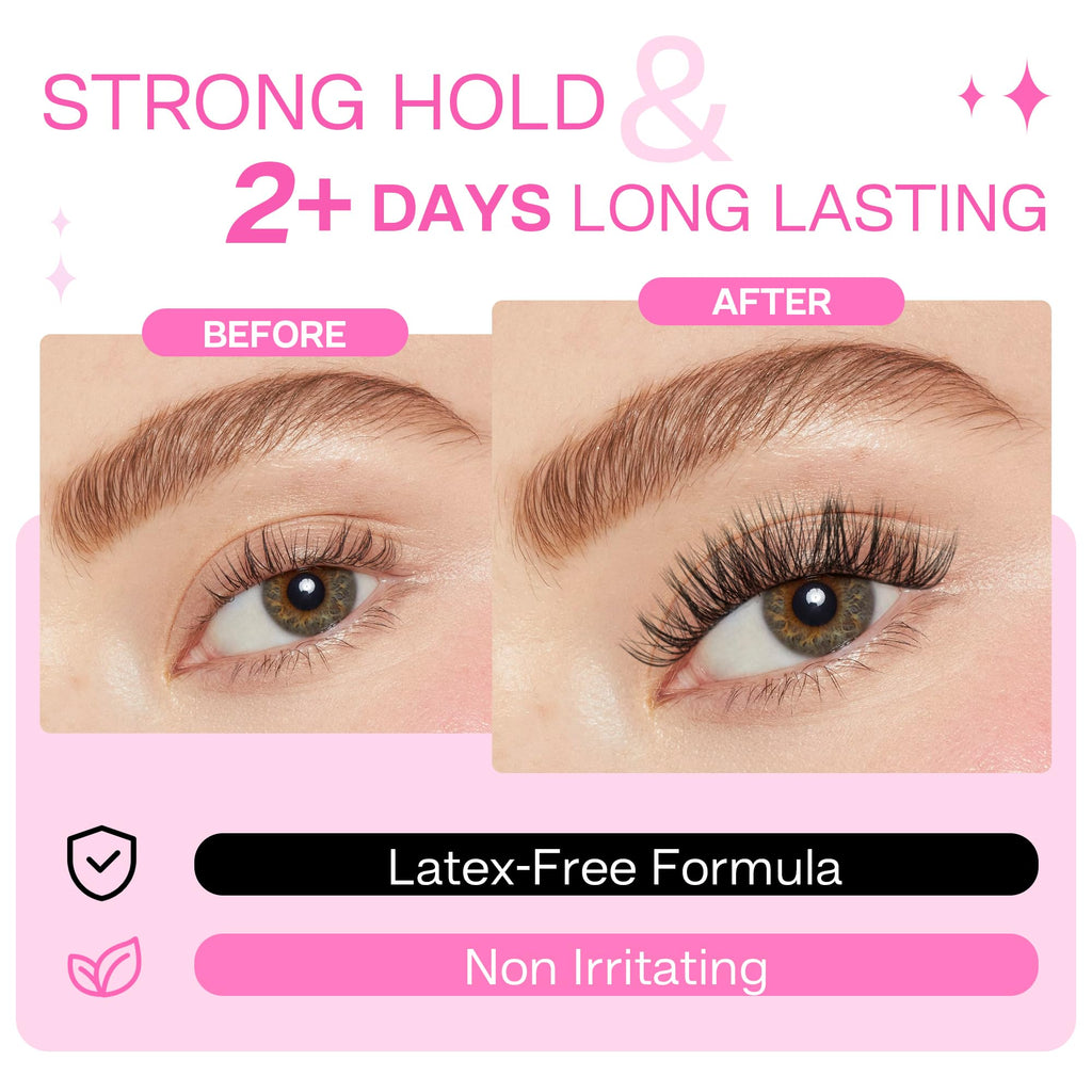 CALAILIS Lash Glue – 48h Hold for Cluster Lashes | Waterproof, Precise, 2 Pack