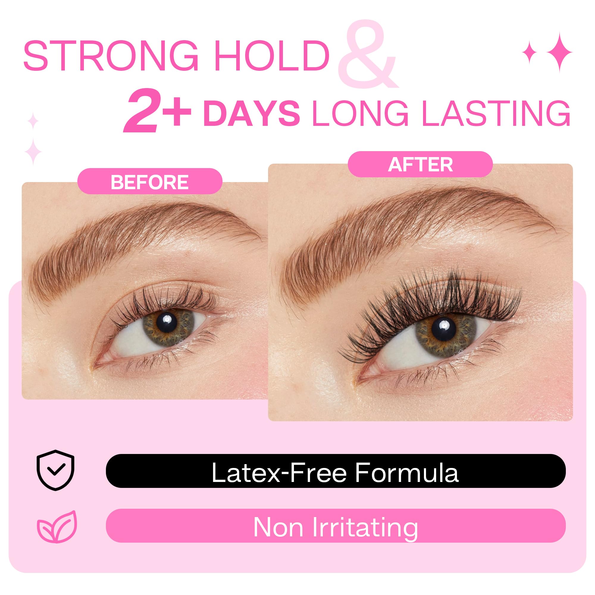 CALAILIS Lash Glue – 48h Hold for Cluster Lashes | Waterproof, Precise, 2 Pack