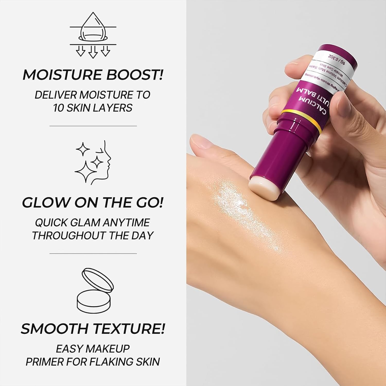 2Pcs Calcium Multi Balm – Anti-Aging Hydrating & Firming Face Stick for Eyes, Neck, and Face (Korean Collagen)