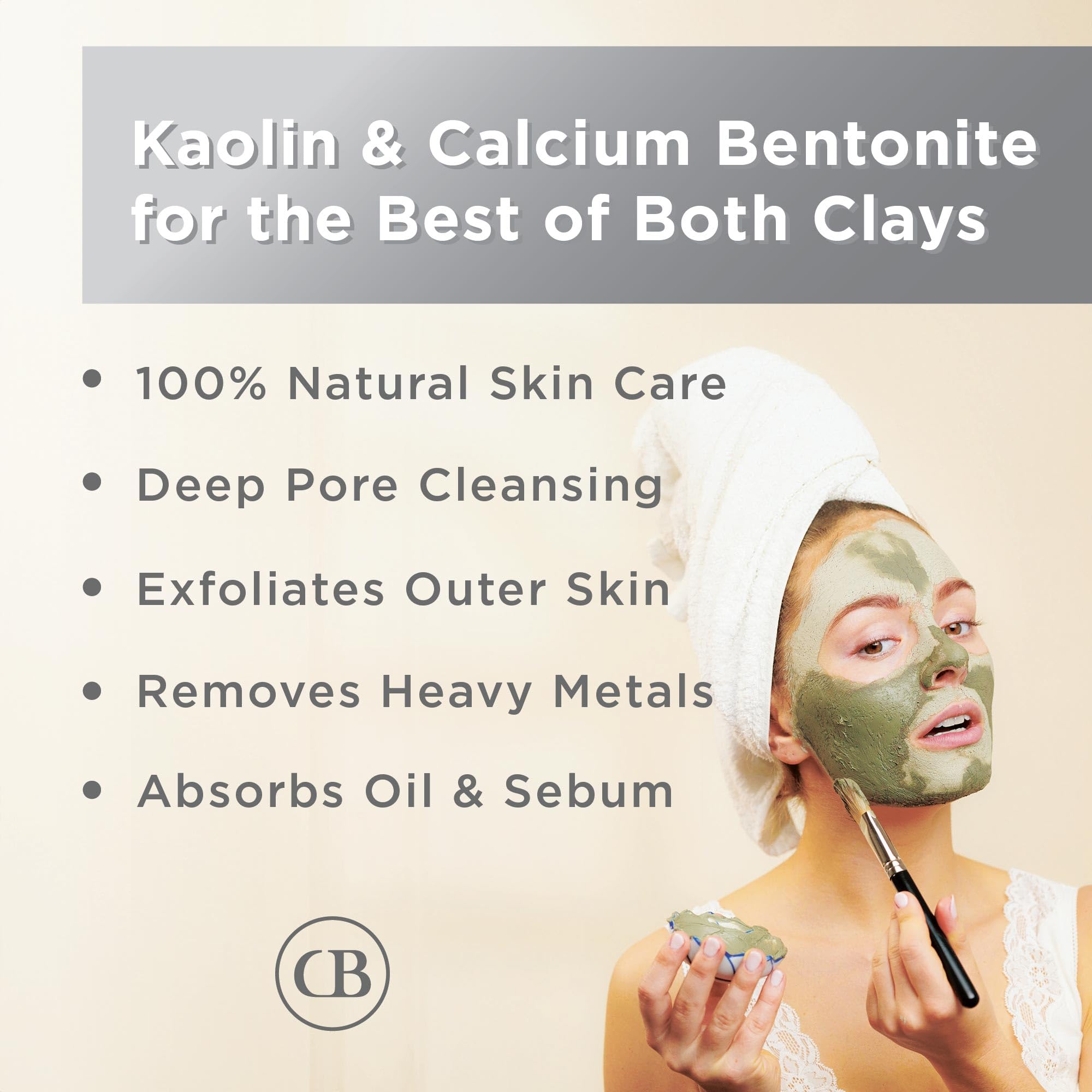 California Biology Kaolin & Calcium Bentonite Clay | Indian Healing Clay for Face & Body | 16 oz