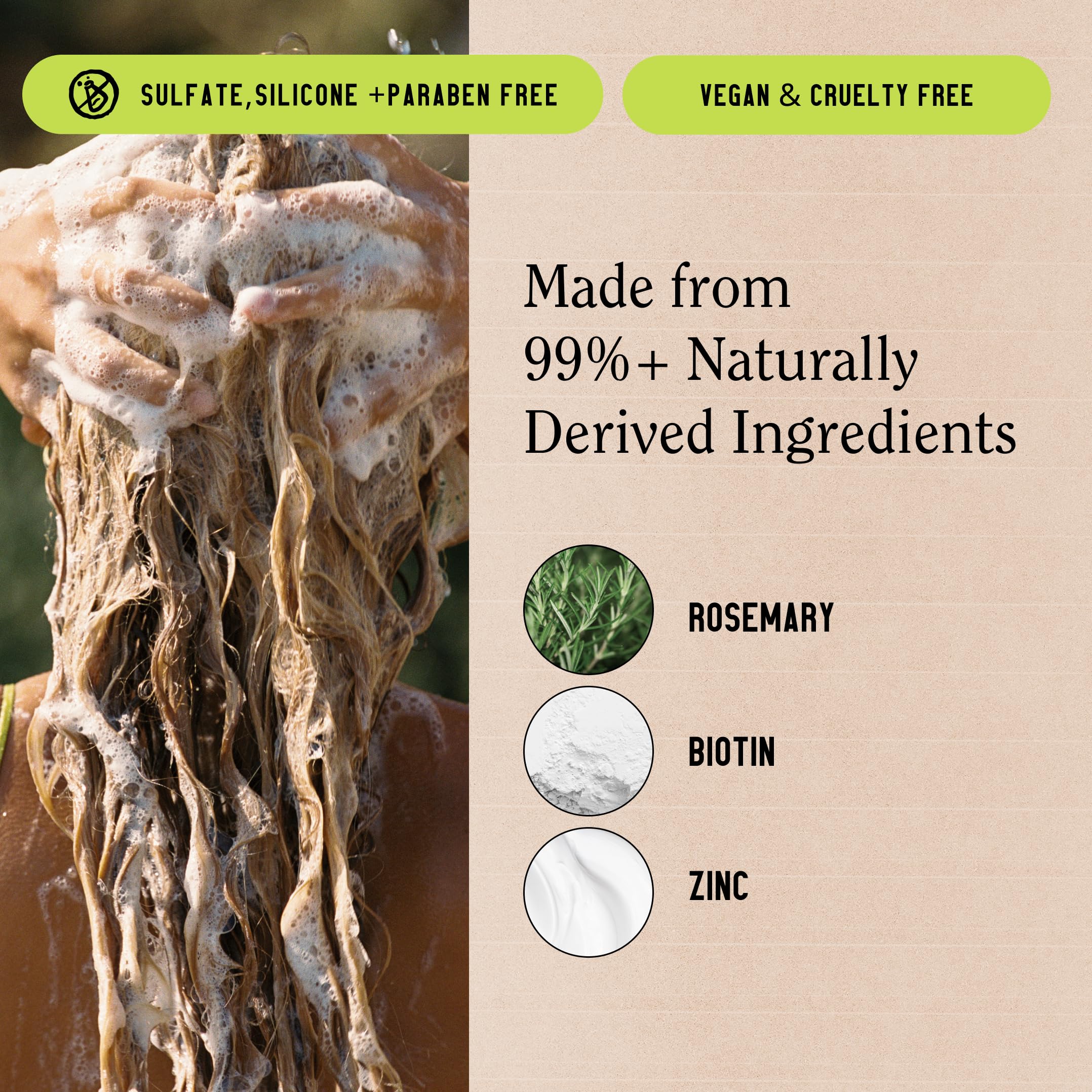 California Naturals Re:GRO Shampoo for Hair Growth Support – Biotin, Rosemary & Caffeine | Vegan, Cruelty-Free | 20 fl oz