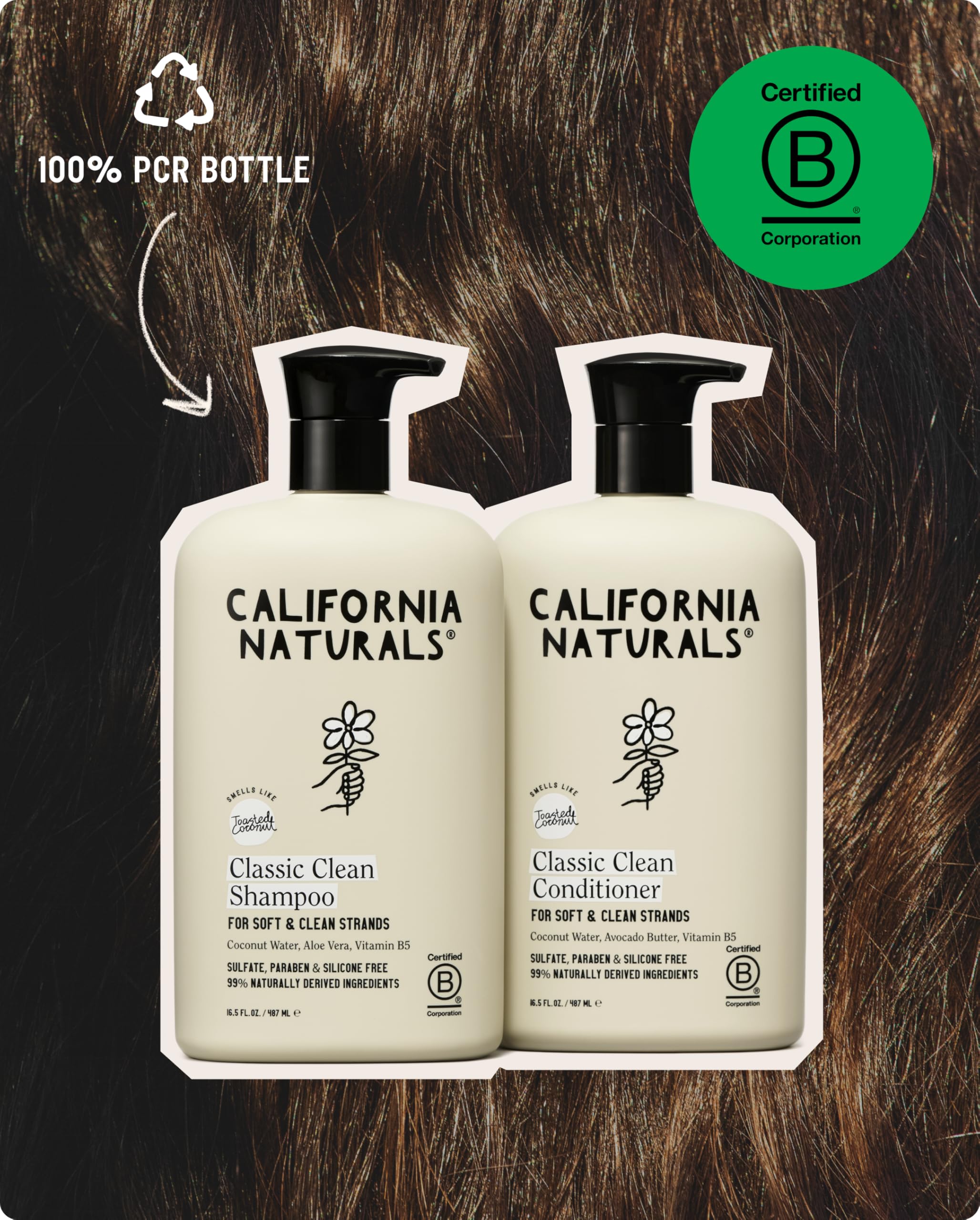 California Naturals Coconut Shampoo & Conditioner Set – 2x20oz, Vegan & Cruelty-Free
