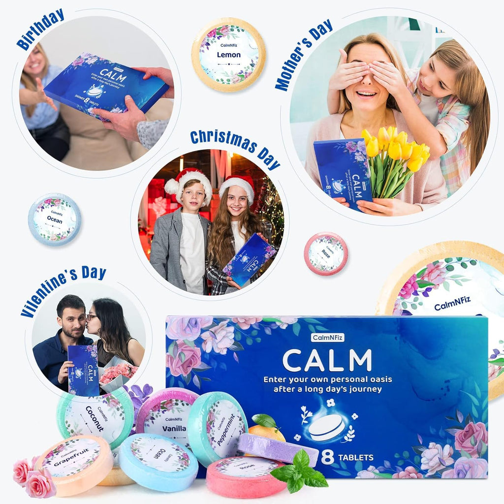 CalmNFiz Shower Steamers 16 Pack – Organic Fragrances for Relaxing Showers