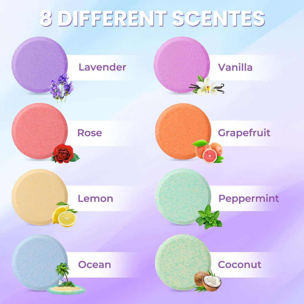 CalmNFiz Shower Steamers – 8 Scents | Aromatic Bath Bomb Set | Gift for Teens & Adults