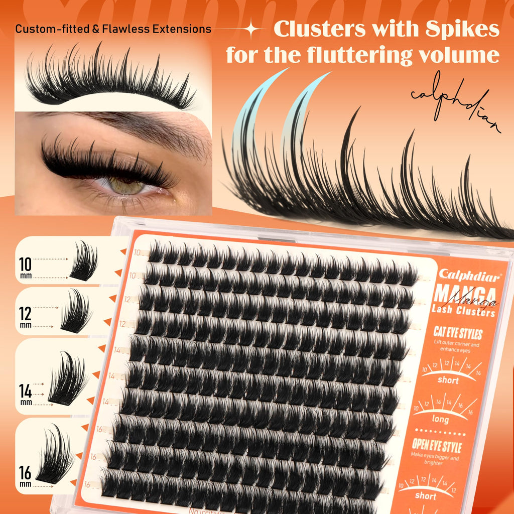 Calphdiar Manga Lash Clusters – Wispy, Spiky Volume Lashes (10-16mm)