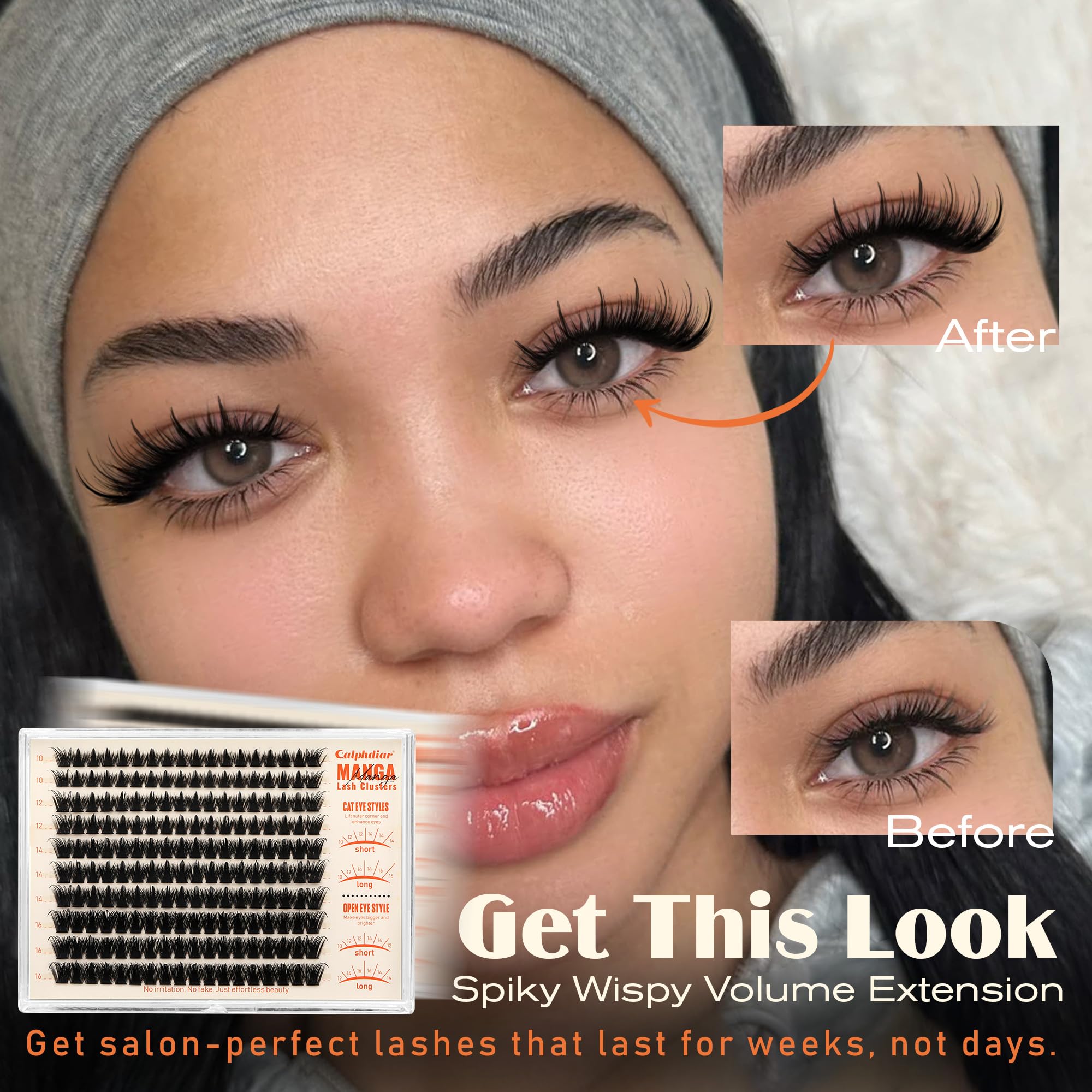 Calphdiar Manga Lash Clusters – Natural Spiky Eyelash Extensions for Cat Eye & Open Eye Looks