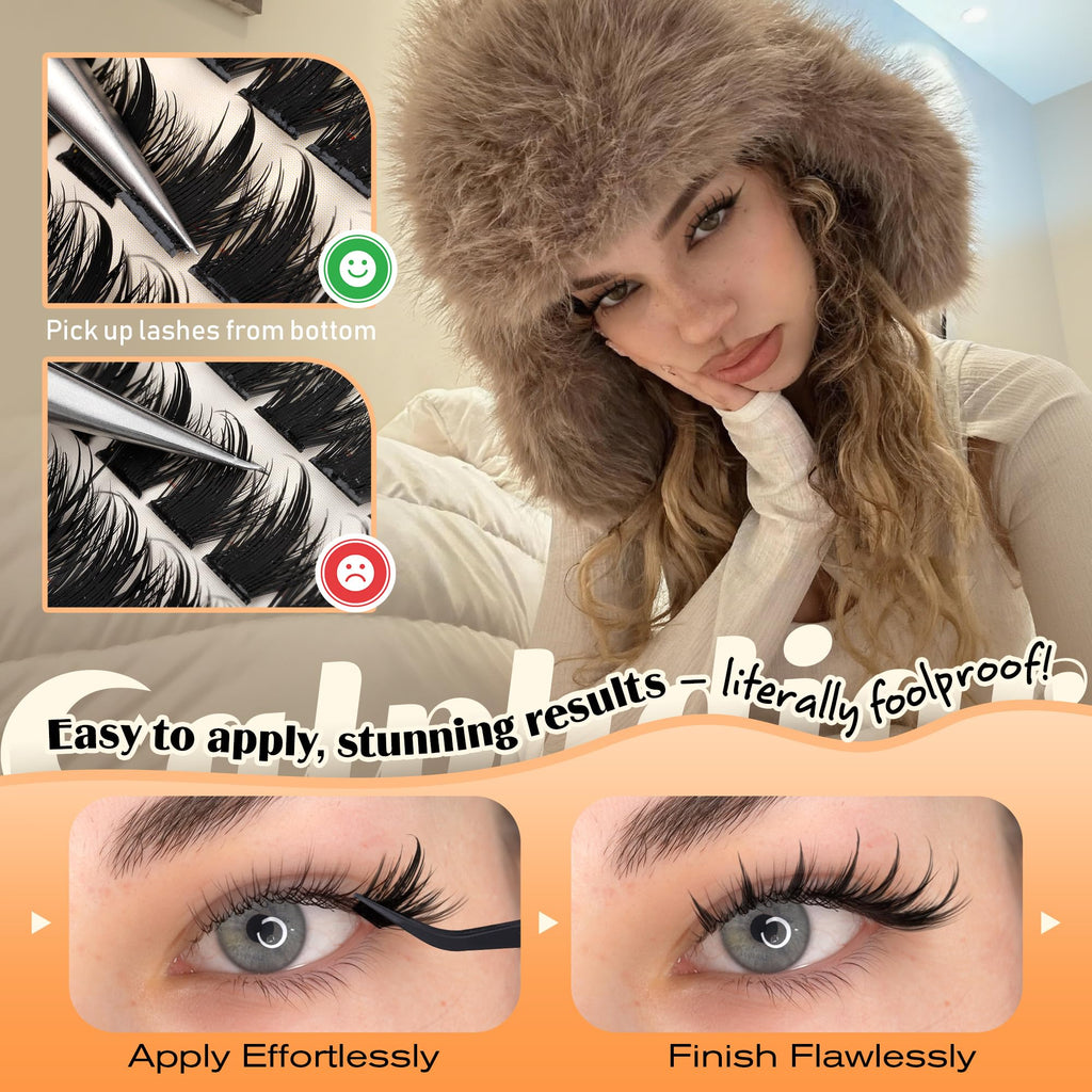 Calphdiar Manga Lash Clusters – Natural Spiky Eyelash Extensions for Cat Eye & Open Eye Looks