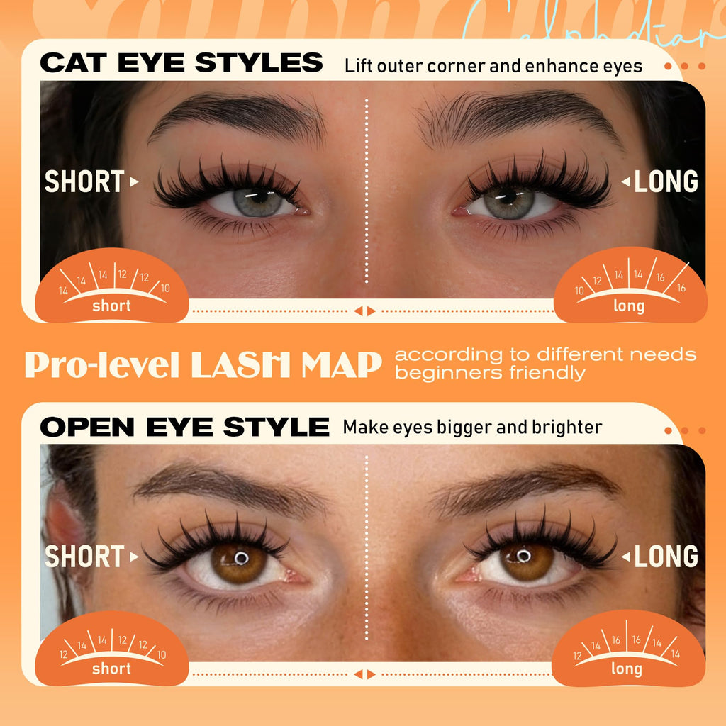 Calphdiar Manga Lash Clusters – Natural Spiky Eyelash Extensions for Cat Eye & Open Eye Looks