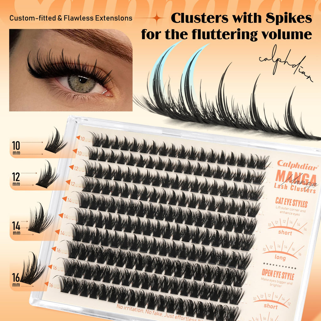 Calphdiar Manga Lash Clusters – Natural Spiky Eyelash Extensions for Cat Eye & Open Eye Looks