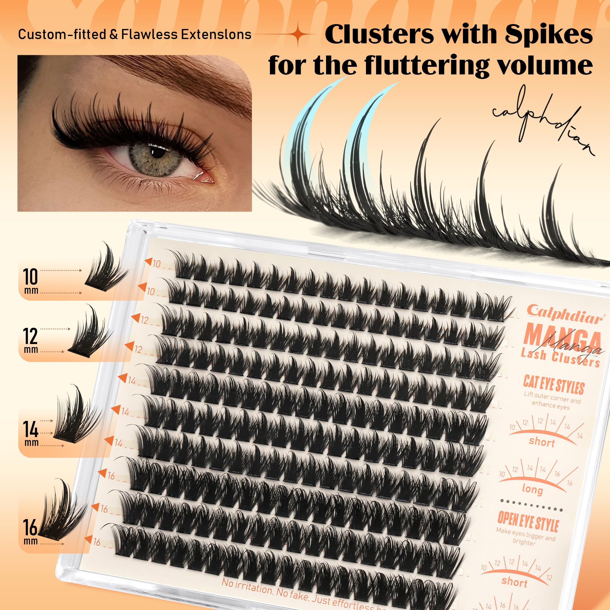 Calphdiar Manga Lash Clusters – Natural Spiky Eyelash Extensions for Cat Eye & Open Eye Looks