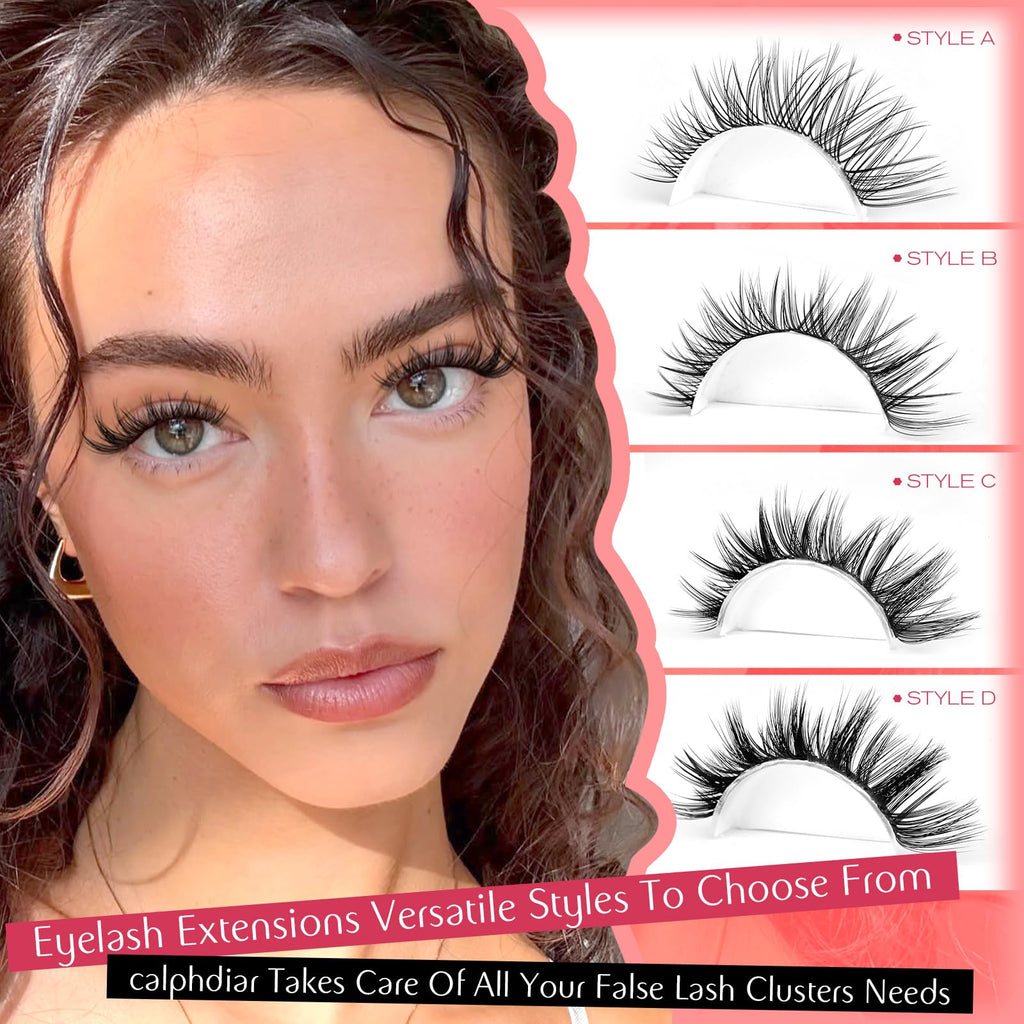 Calphdiar Wispy Lash Clusters – 230pcs, 4 Styles, 10-18mm