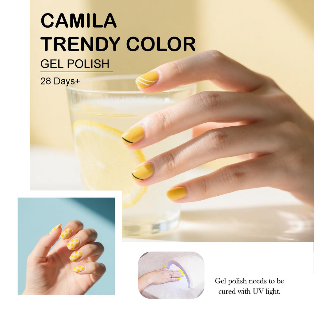 CAMILA Neon Yellow Gel Nail Polish Set – 6x15ml, Soak Off UV/LED, High Pigment