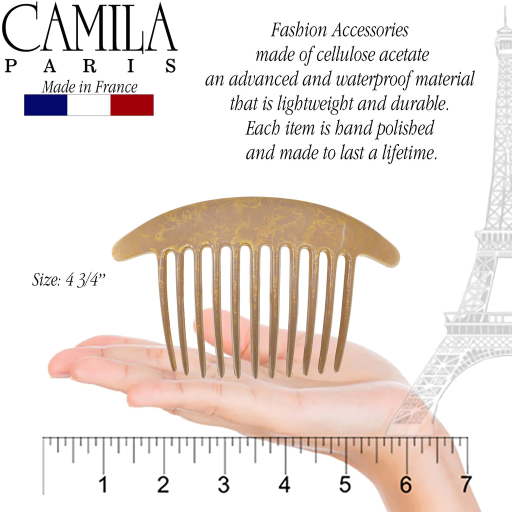 Camila Paris CP2941 French Hair Side Combs – Beige Pearl Interlocking Clips for Elegant Updos | Made in France