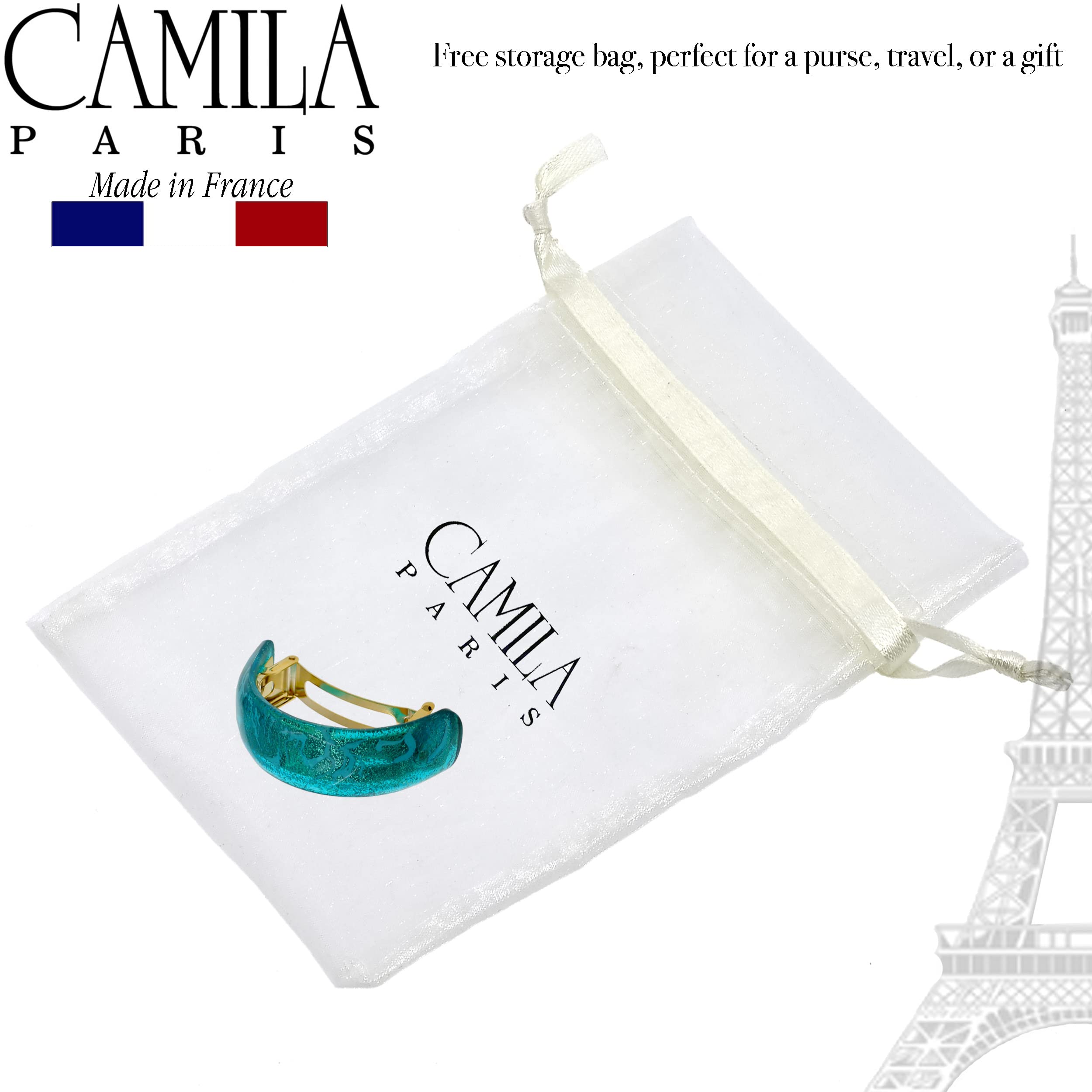 Camila Paris CP3300 Turquoise French Hair Barrette – Strong Hold Clip for Fine Long Hair | Made in France