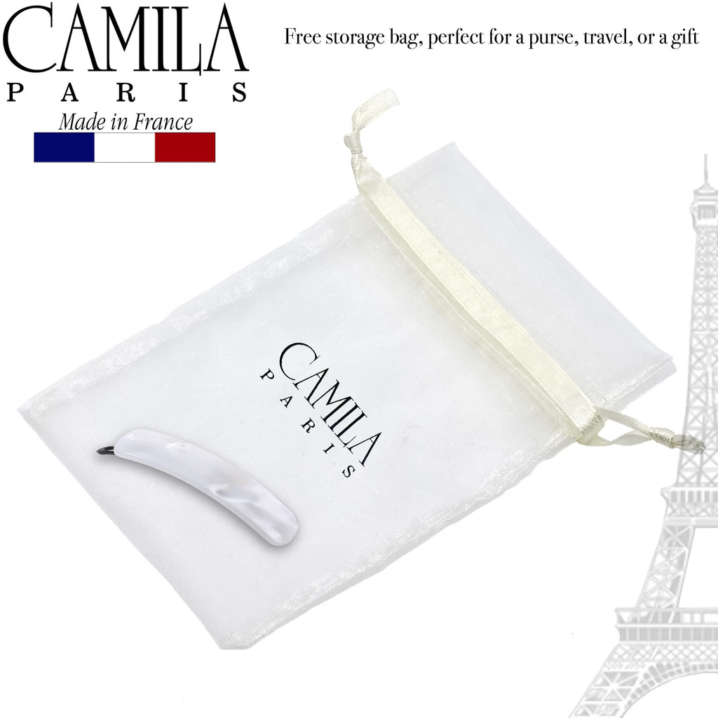 Camila Paris CP3361 French Hair Barrette Clip – Handmade White, Metal-Free Closure, Strong Hold