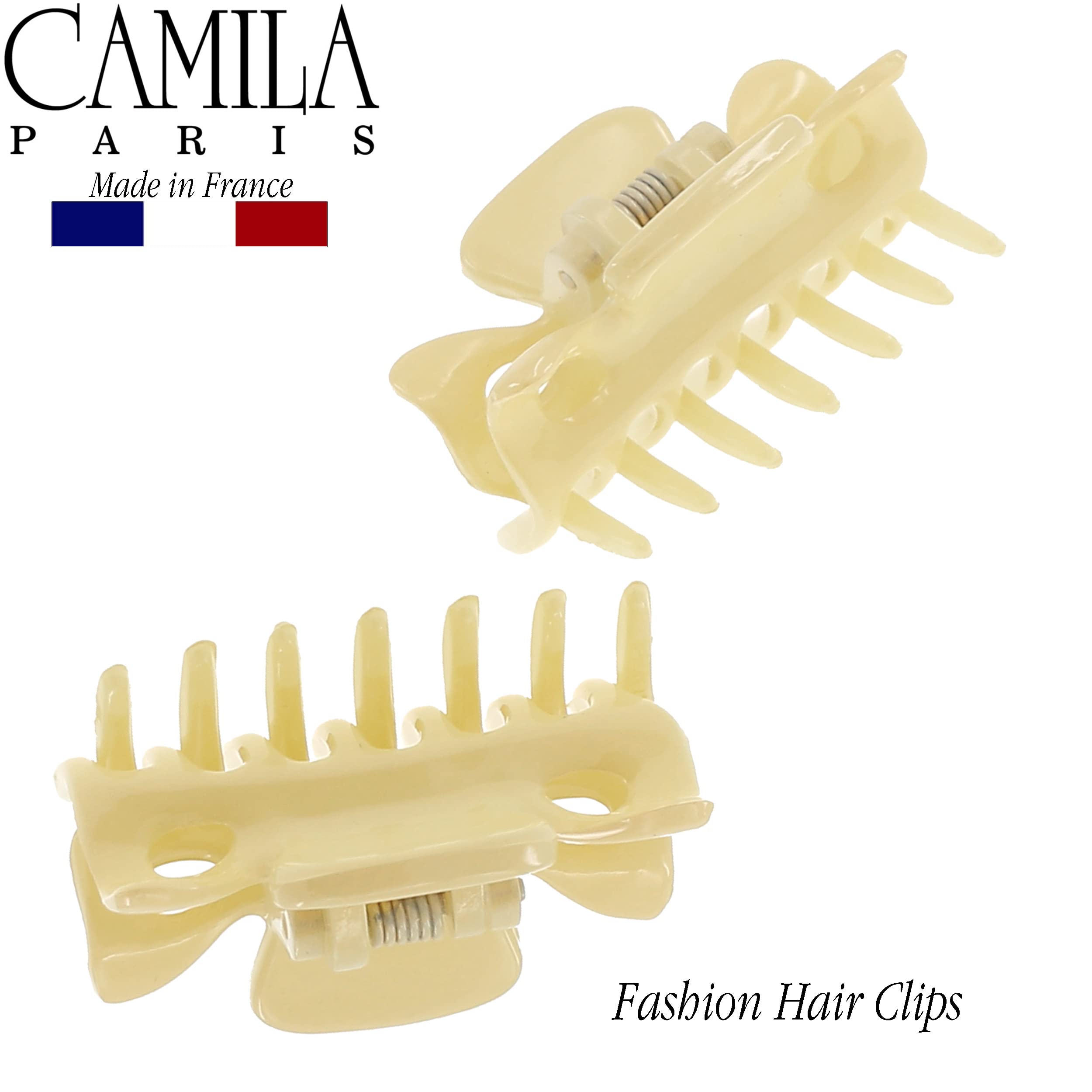 Camila Paris CP3512 Cream Hair Clips Set of 2 – 1.5 Inch French Claw Clips, Strong Hold, No Slip, Made in France