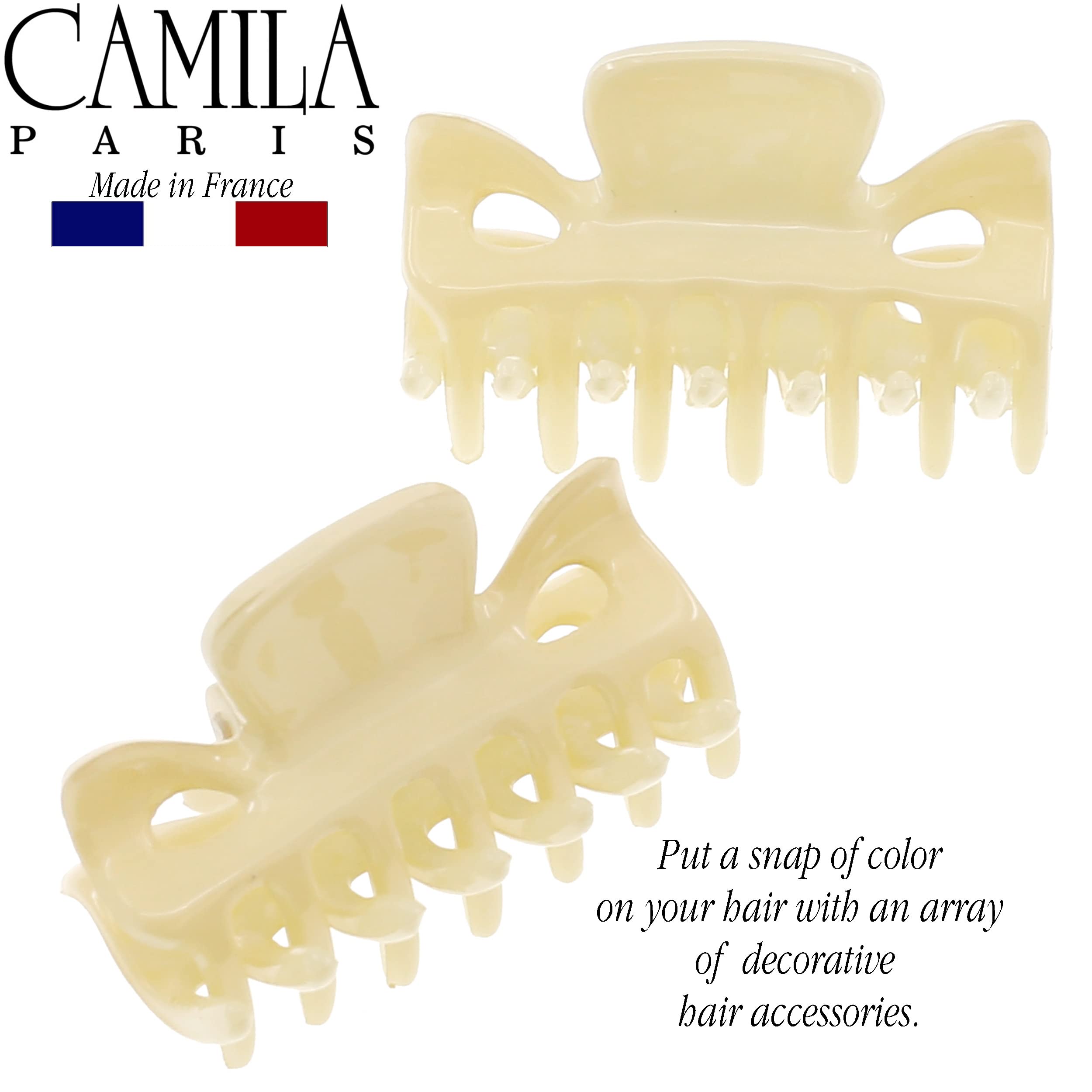 Camila Paris CP3512 Cream Hair Clips Set of 2 – 1.5 Inch French Claw Clips, Strong Hold, No Slip, Made in France