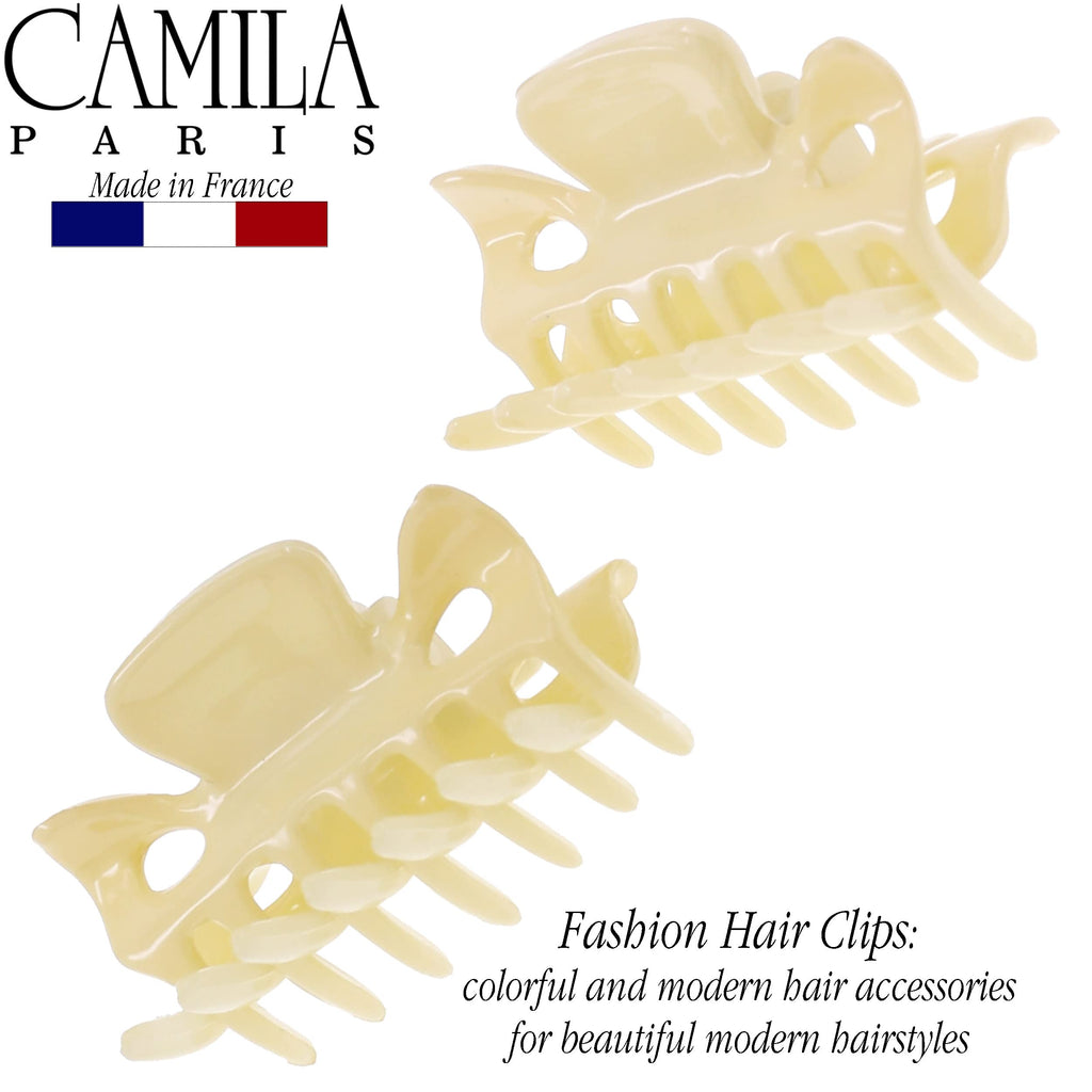 Camila Paris CP3512 Cream Hair Clips Set of 2 – 1.5 Inch French Claw Clips, Strong Hold, No Slip, Made in France