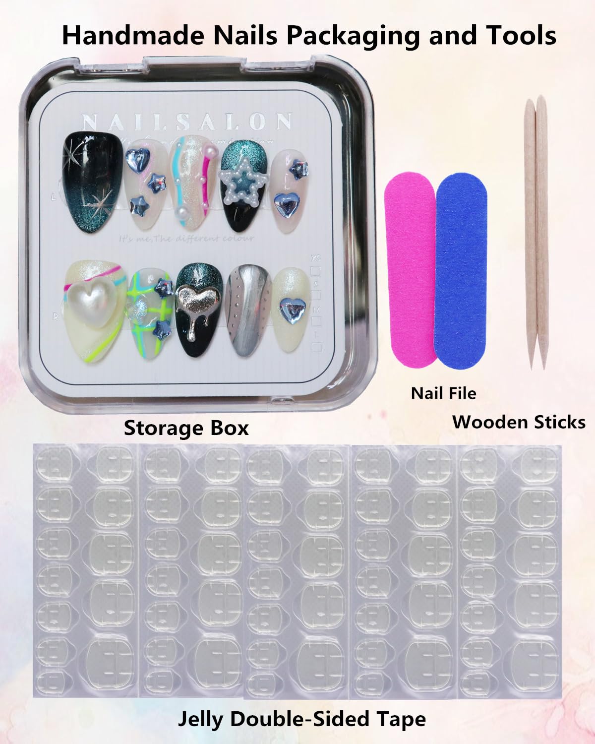 CAMILCY Press On Nails – Handmade Luxury Short Almond, Reusable 10pcs