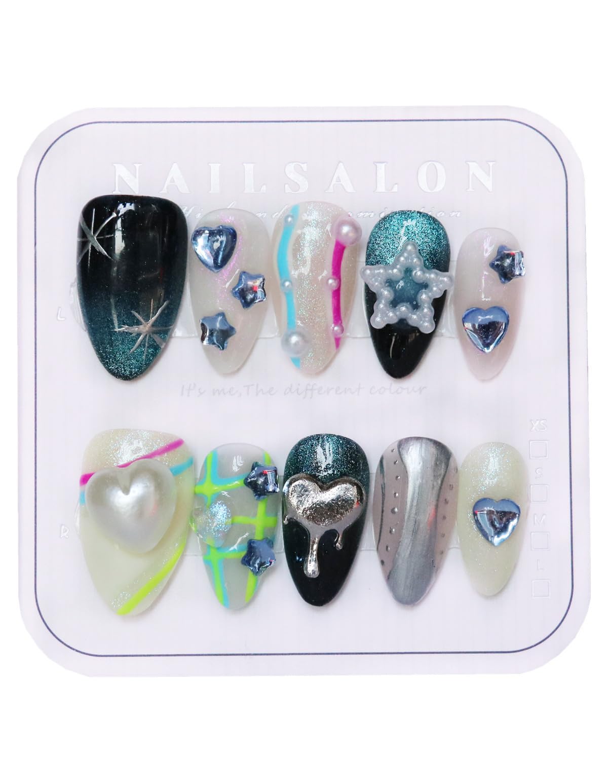 CAMILCY Press On Nails – Handmade Luxury Short Almond, Reusable 10pcs