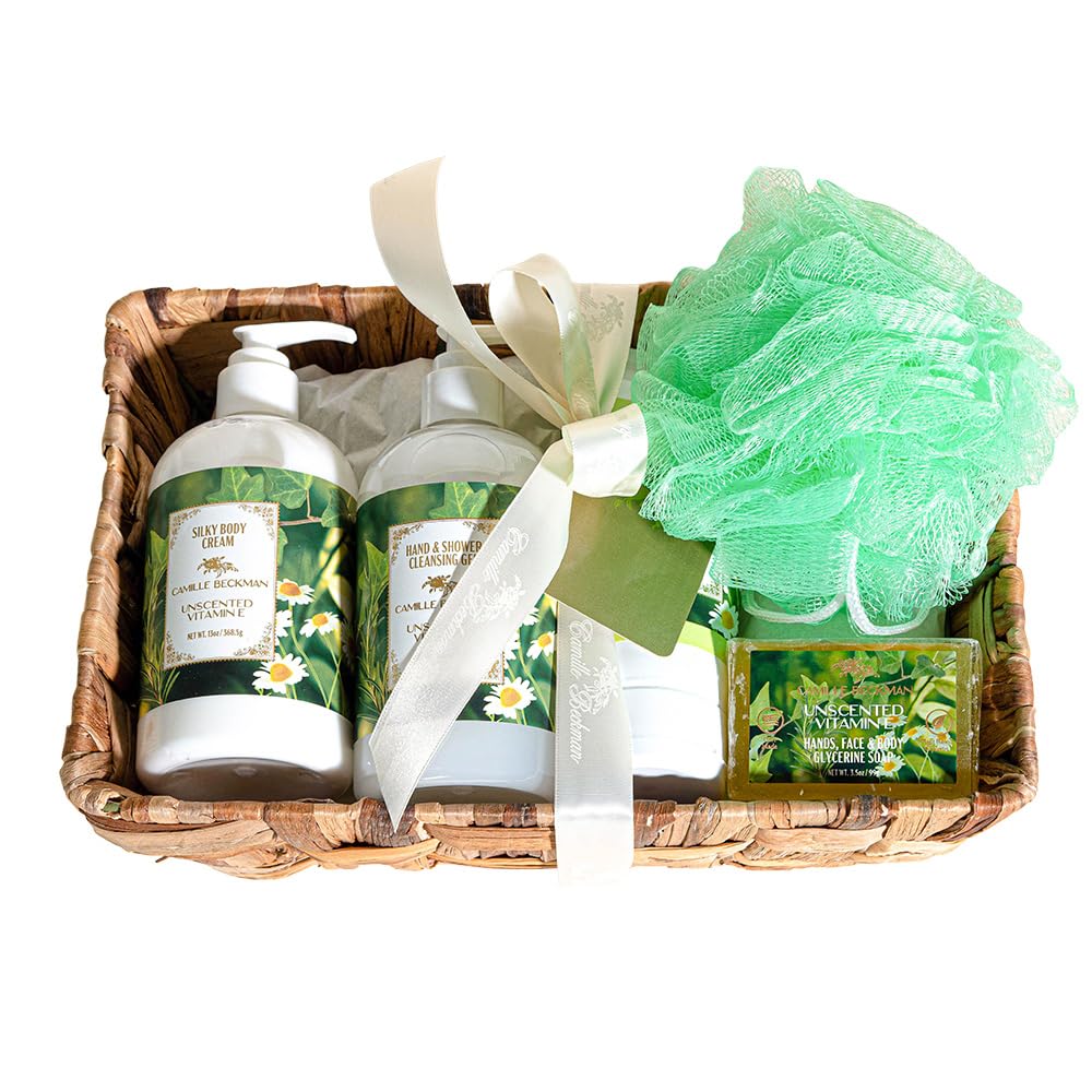 Camille Beckman Essentials Gift Basket – Vitamin E Unscented Skincare Set