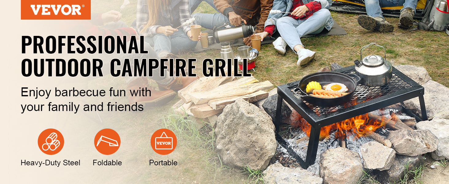 VEVOR 18/24in Barbecue Charcoal Grill Outdoor Home Appliance for Outdoor Cooking Camping Picnics Beach