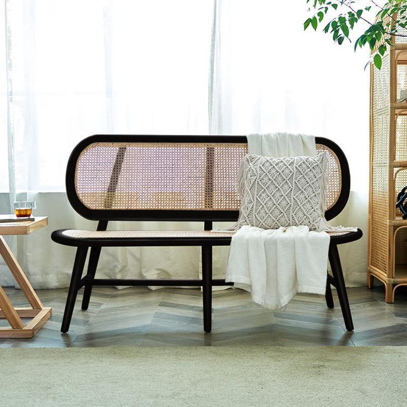 Penny Cane Rattan Bench, Oak