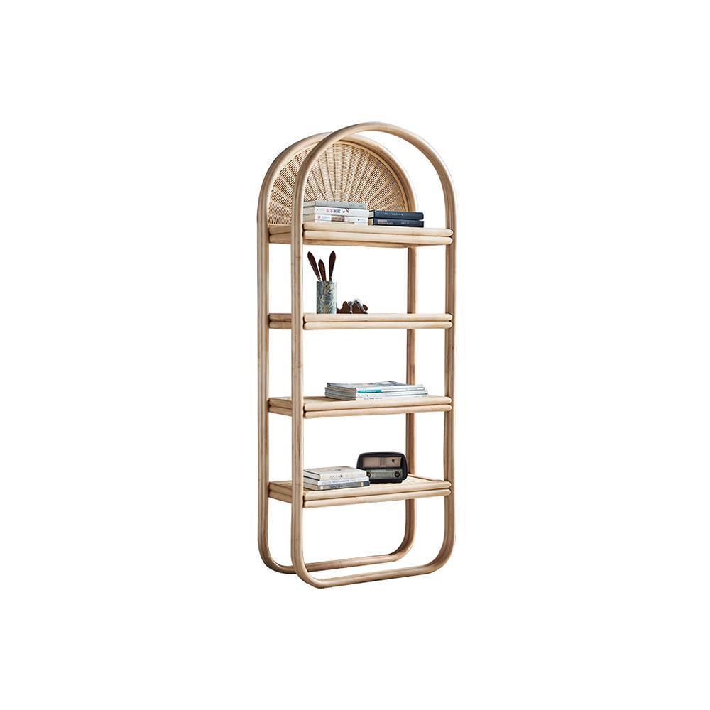 Derek Rattan Bookcase, Shelving Unit, Oak