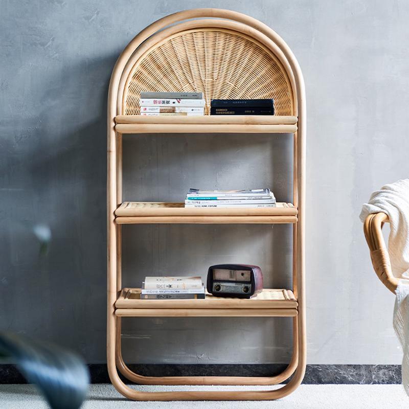 Derek Rattan Bookcase, Shelving Unit, Oak