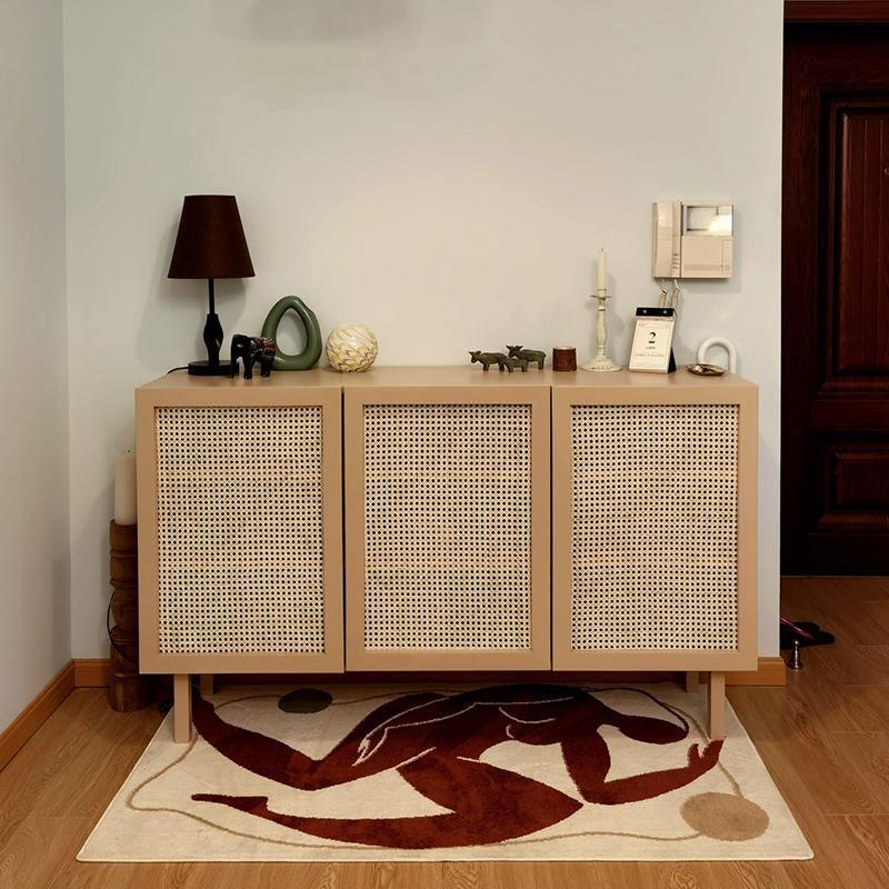 Gummy Cane Shoe Storage, Natural Rattan & Oak