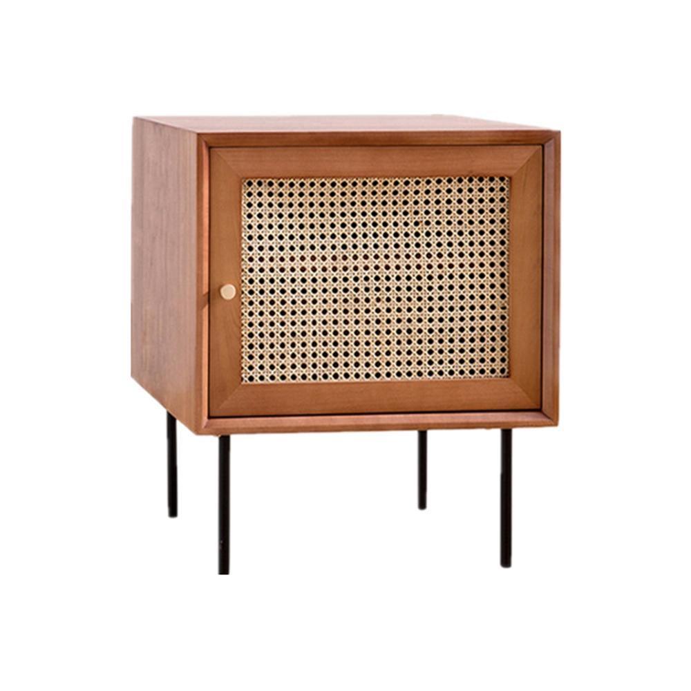 Cane Bedside Table, Natural Rattan & Wood