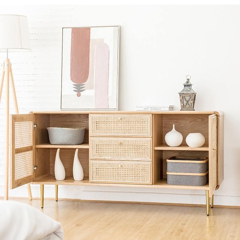 Emmie Sideboard, Natural Rattan & Ash Esche Wood