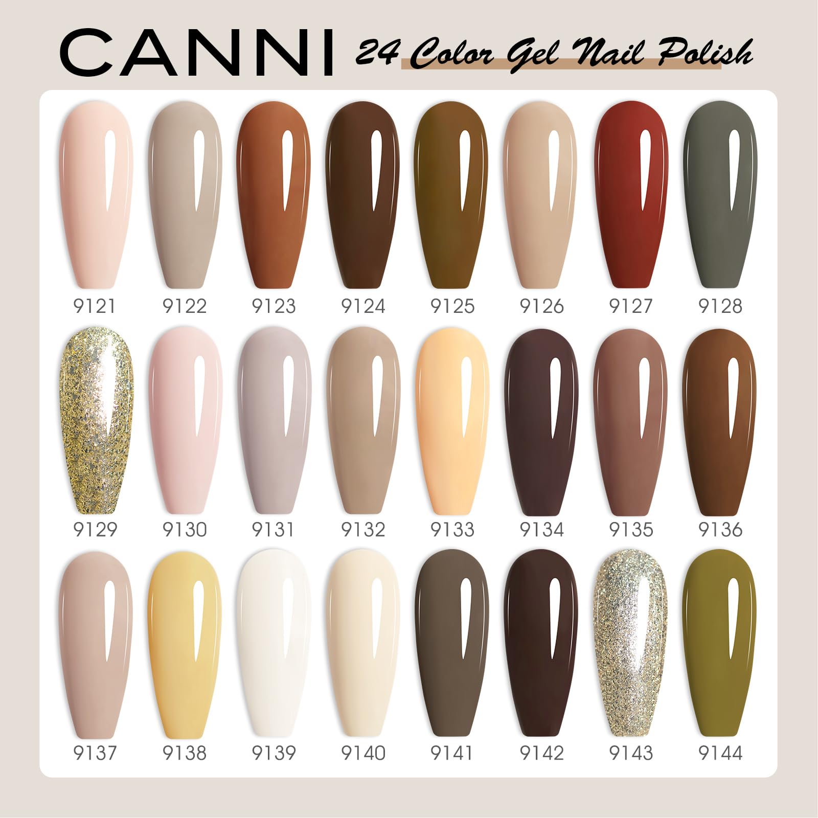 CANNI 30Pcs 9ml Hema-Free Gel Nail Polish Set – Soak-Off LED Kit for Home Manicure