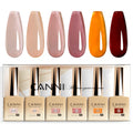 CANNI 6 Colors 9ml HEMA-free Jelly Brown Gel Nail Polish Set – LED Home Gel Kit