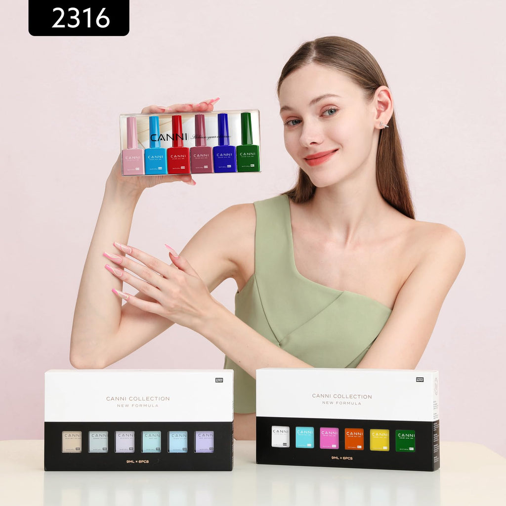 CANNI 6Pcs 9ml Gel Nail Polish Set – HEMA-Free, Long-Lasting Colors for Home Salon
