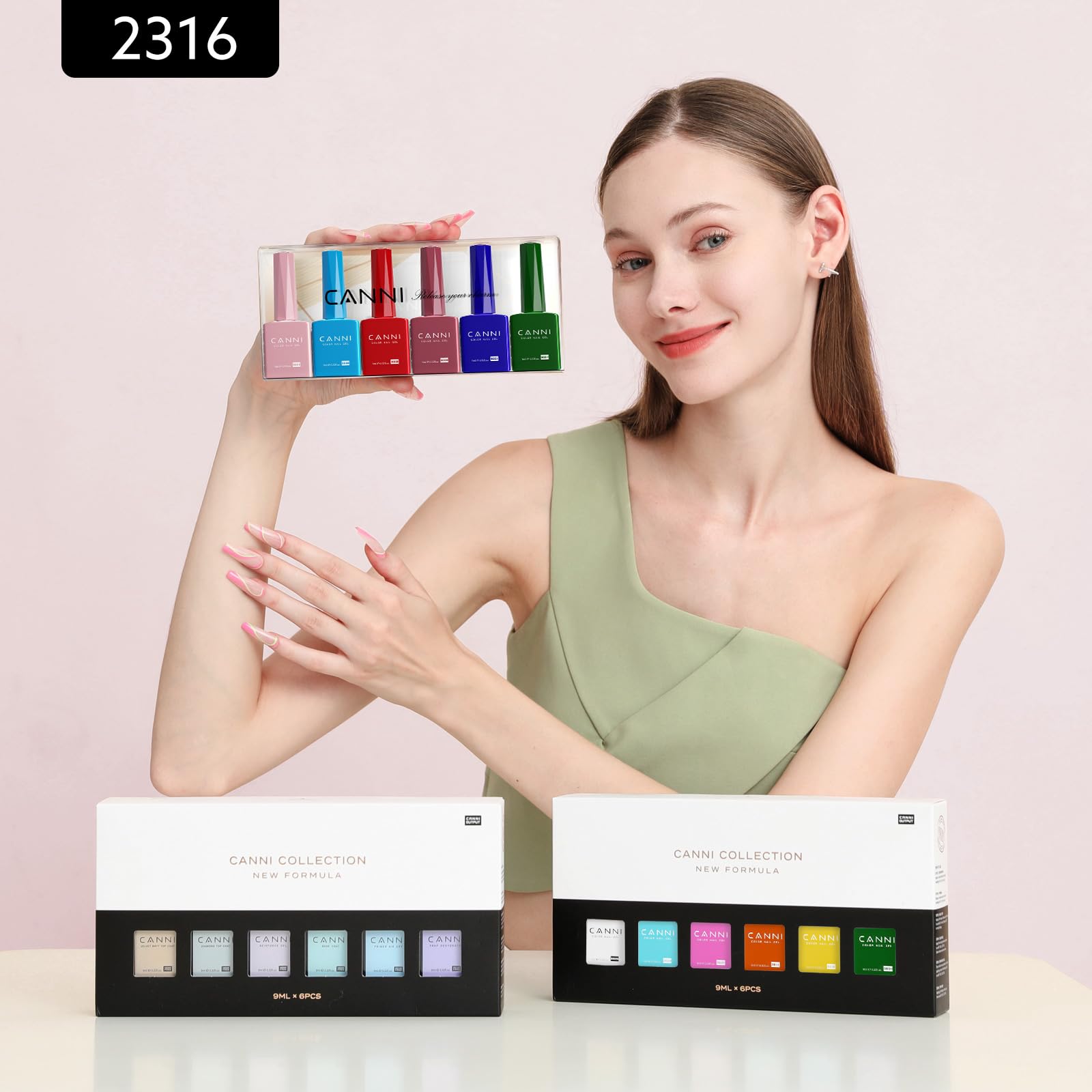 CANNI 6Pcs 9ml Gel Nail Polish Set – HEMA-Free, Long-Lasting Colors for Home Salon