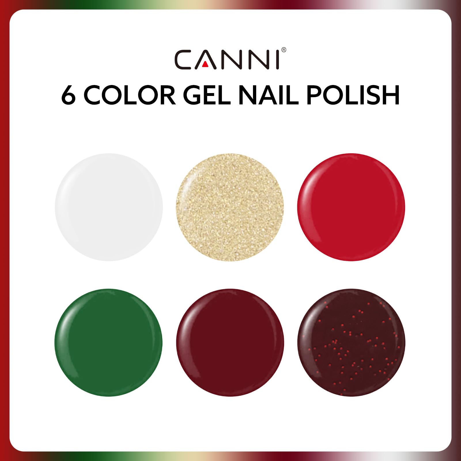 CANNI 6Pcs 9ml Gel Nail Polish Set – HEMA-Free Christmas Colors for At-Home Salon