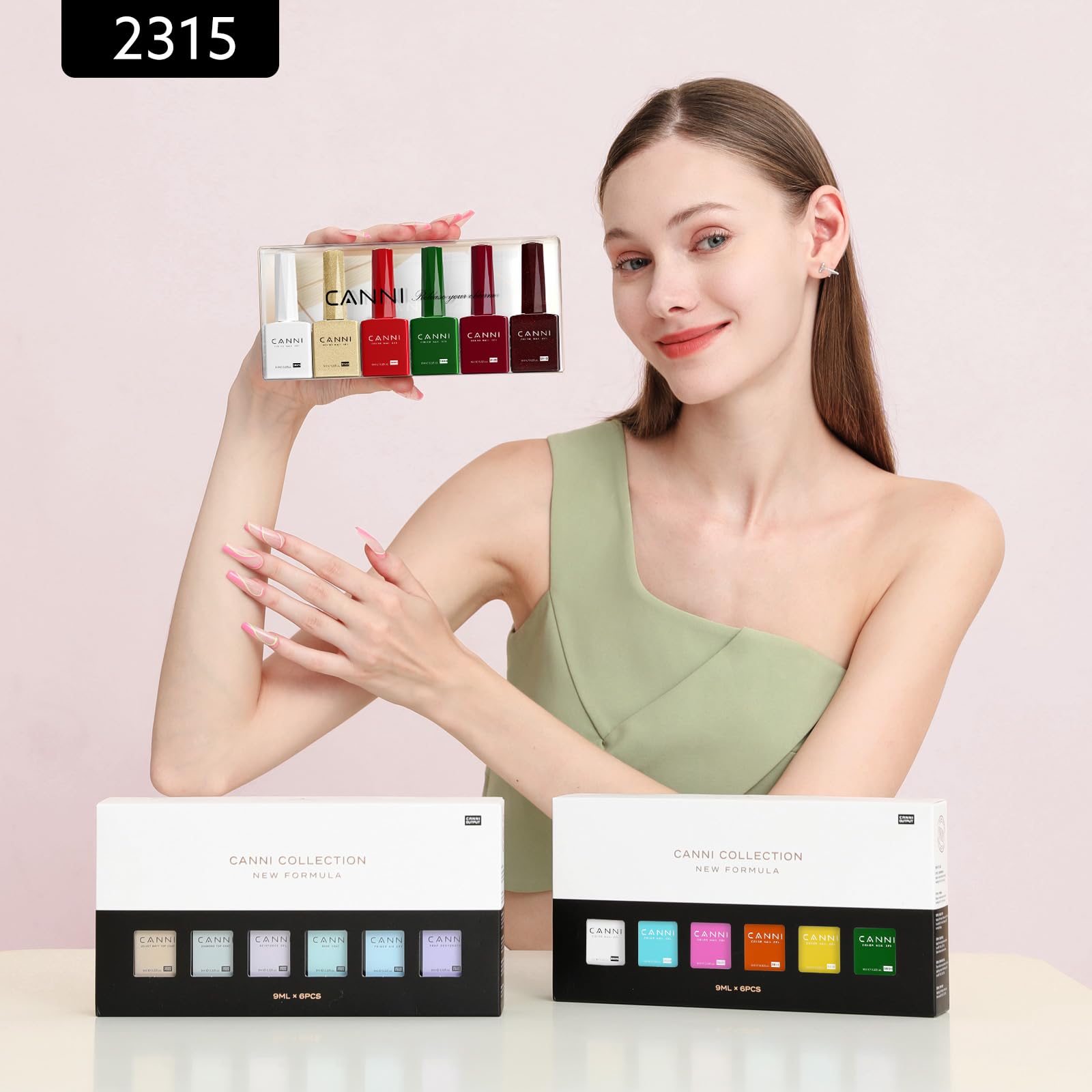CANNI 6Pcs 9ml Gel Nail Polish Set – HEMA-Free Christmas Colors for At-Home Salon