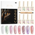 CANNI 8-Pcs Cat Eye Gel Nail Polish Set – 9ml Magnetic Shimmer Colors Kit