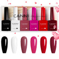 CANNI 9ml Hema-Free Gel Nail Polish Set (6-Pcs) White Black Burgundy Red Purple Nude | Soak-Off LED Gel Manicure Kit for Home