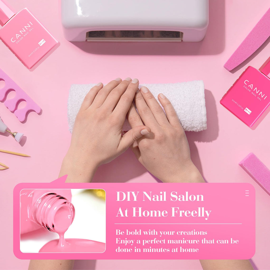 CANNI 6 Colors 9ml Hema-Free Pink Gel Nail Polish Set | Soak Off LED Kit