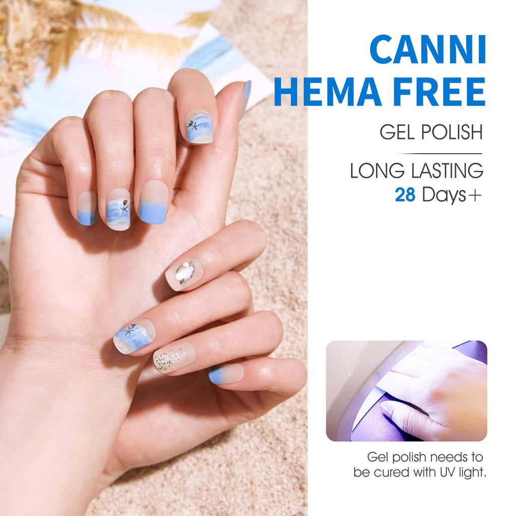 CANNI Blue Gel Nail Polish Set – 6 Colors (9ml Each) Baby Royal Light Blue & Aquarius Ocean-Inspired Shades