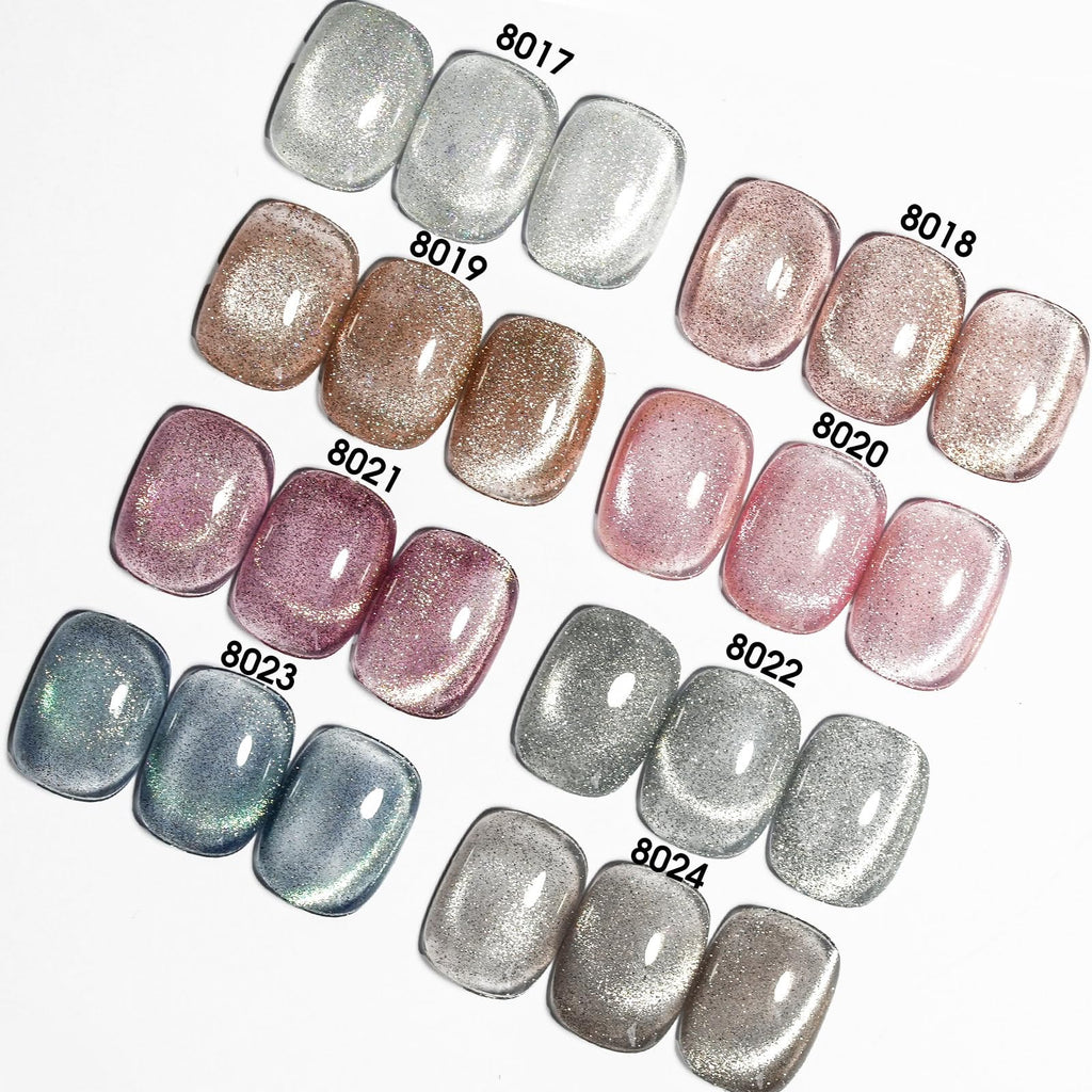 CANNI 8-Piece Cat Eye Gel Nail Polish Set – 9ml Magnetic Shimmer Colors