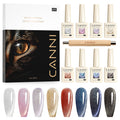 CANNI 8 Pcs 9ml Cat Eye Gel Nail Polish Set – Magnetic Shimmer Colors for DIY Salon Manicures