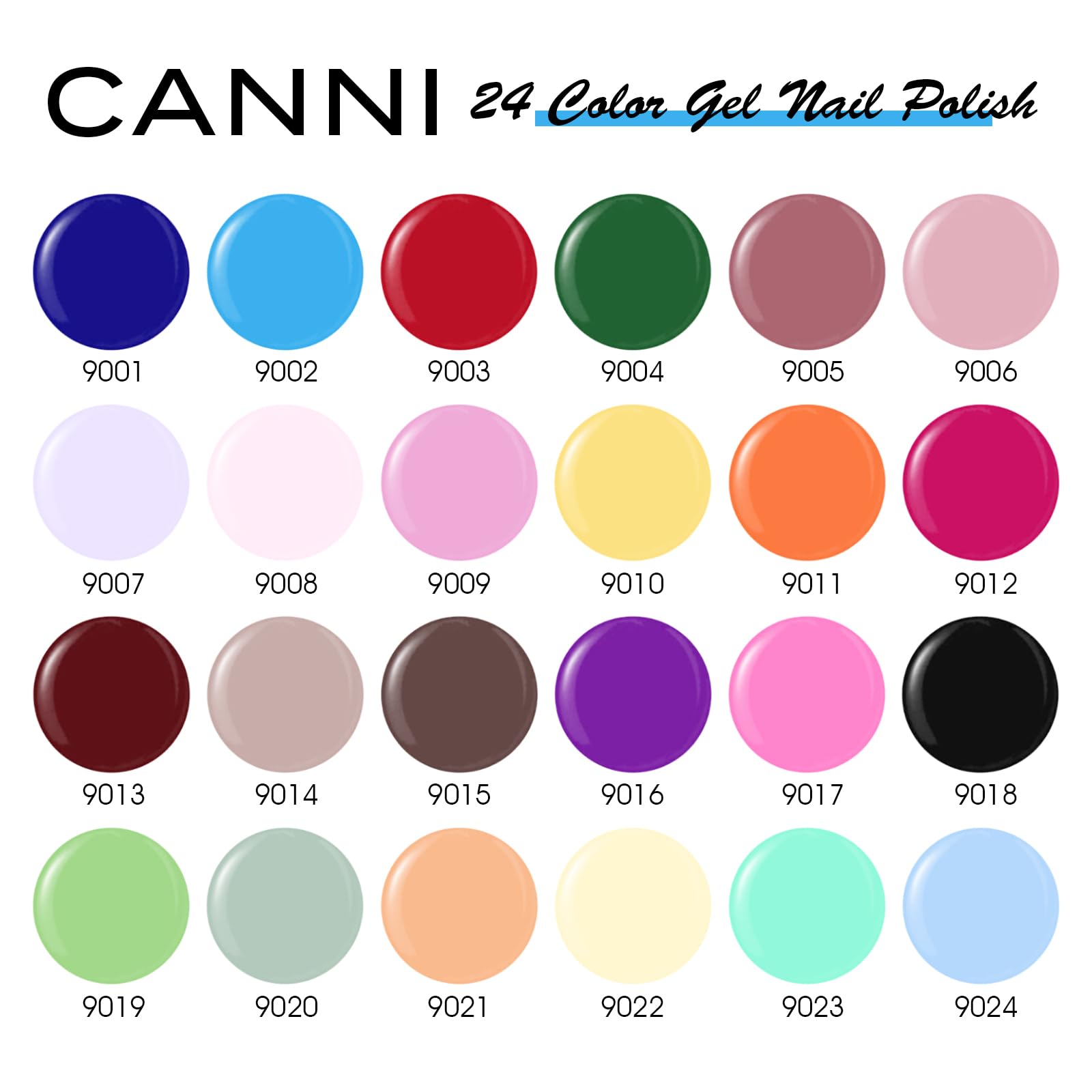 CANNI CC1 30Pcs Gel Nail Polish Set – 9ml Bottles, 30 Colors, HEMA-Free, Soak Off