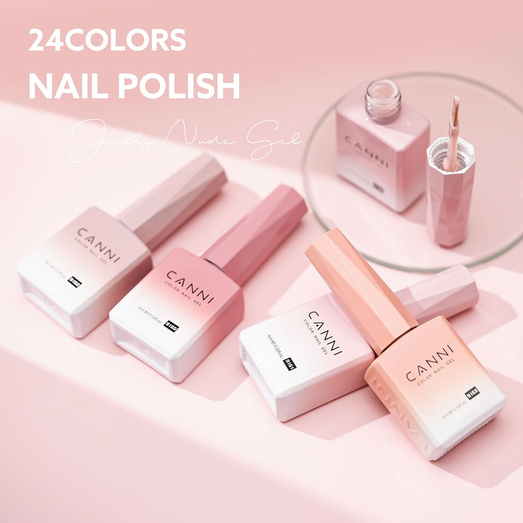 CANNI CC7 30 Pcs 9ml Hema-Free Jelly Gel Nail Polish Set with Base & Top Coat – At-Home Salon Kit